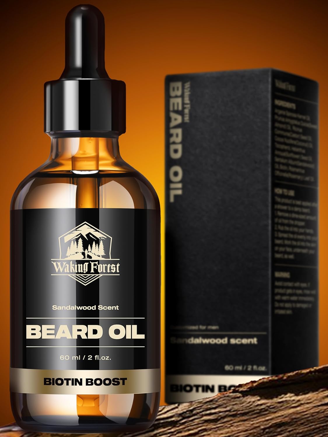 Biotin Beard Oil, [Bitoin Boost Beard] Beard Oil for Men Growth 2oz Sandalwood Scent Gifts for Men All Natural with Rosemary, Castor, Almond, Vitamin B7